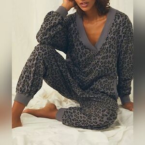 Free People Gray Leopard Print Jumpsuit